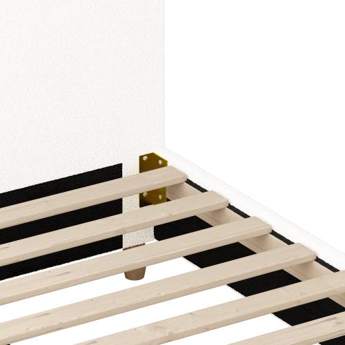 BF-B-KLAO-KS-SP-WH-AB Oikiture Bed Frame King Single Size White Boucle Cloud Shape