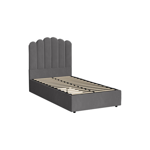 BF-B-KLON-KS-GY-ABC Oikiture Bed Frame King Single Gas Lift Velvet Grey