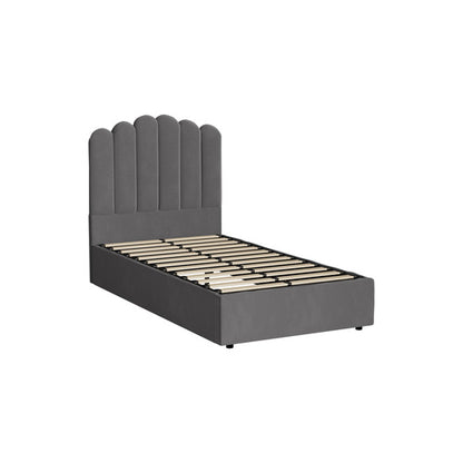 BF-B-KLON-KS-GY-ABC Oikiture Bed Frame King Single Gas Lift Velvet Grey