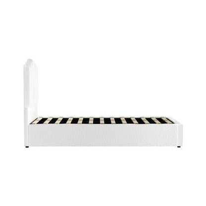 BF-B-KLON-KS-WH-ABC Oikiture Bed Frame White Color King Single Size Gas Lift Bed Base With Storage