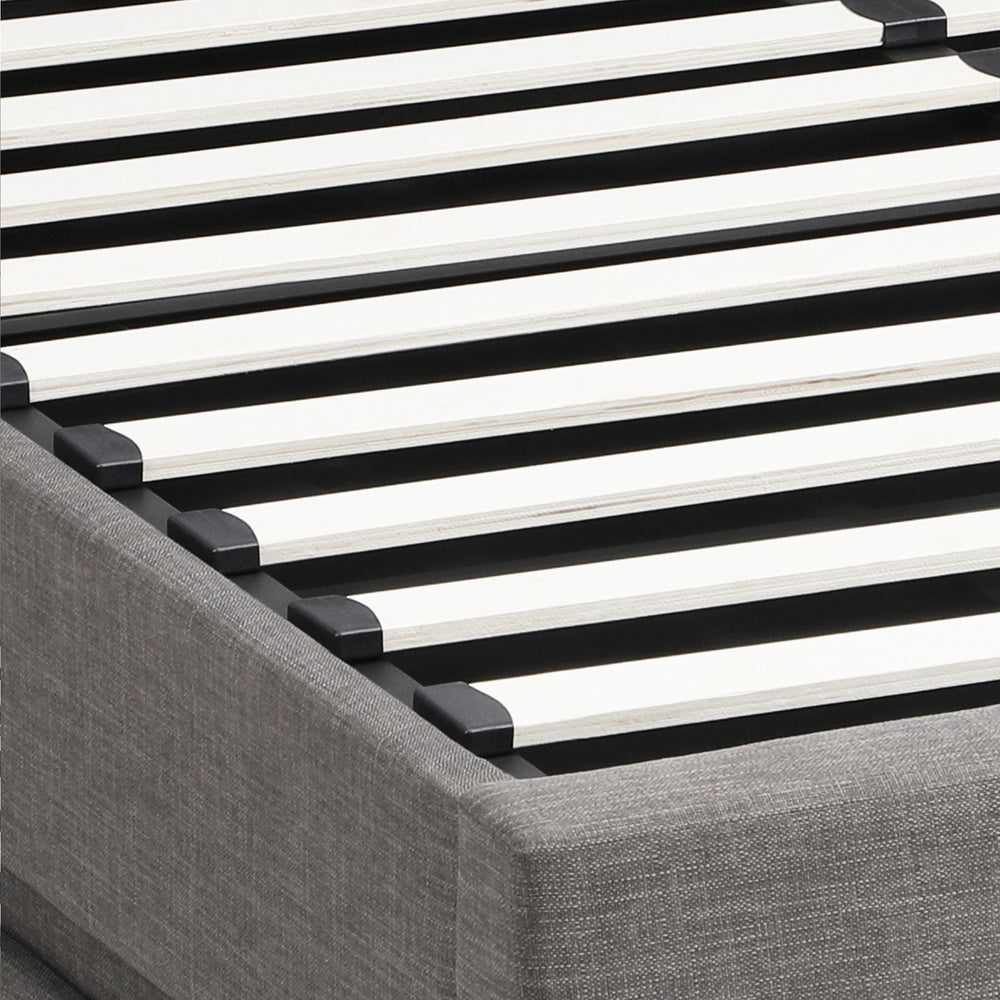 BF-B-LAYZ-D-GY-ABC Oikiture Double Bed Frame with Gas Lift LED Storage Space Grey
