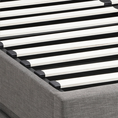BF-B-LAYZ-D-GY-ABC Oikiture Double Bed Frame with Gas Lift LED Storage Space Grey
