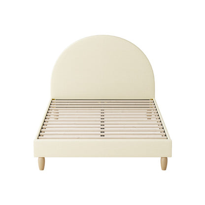 Oikiture Bed Frame King Single Arched Bedhead Beige Fabric