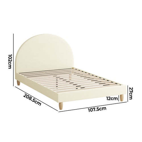 Oikiture Bed Frame King Single Arched Bedhead Beige Fabric