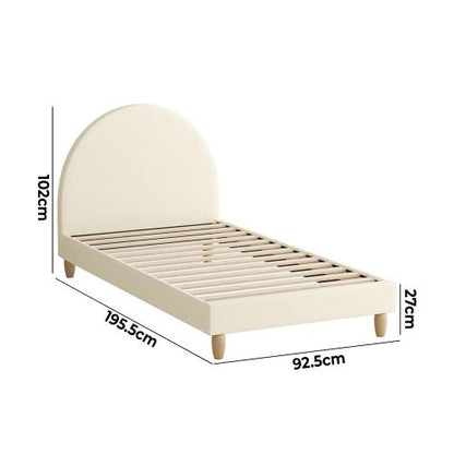 BF-B-MUNA-S-BG-AB Oikiture Bed Frame Single Size Arched Bedhead Beige Fabric