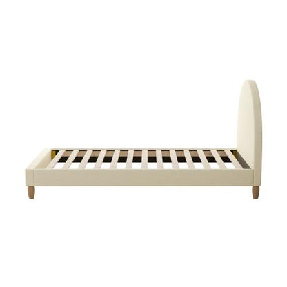 BF-B-MUNA-S-BG-AB Oikiture Bed Frame Single Size Arched Bedhead Beige Fabric