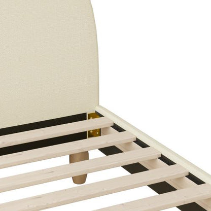 BF-B-MUNA-S-BG-AB Oikiture Bed Frame Single Size Arched Bedhead Beige Fabric
