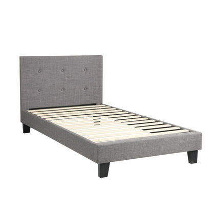 BF-B-POLO-S-GY-AB Oikiture Bed Frame Single Size Bed Platform Wooden Fabric Grey