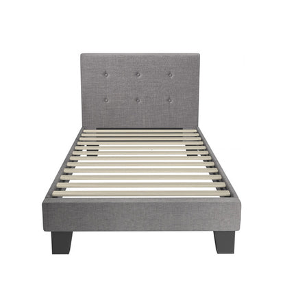 BF-B-POLO-S-GY-AB Oikiture Bed Frame Single Size Bed Platform Wooden Fabric Grey