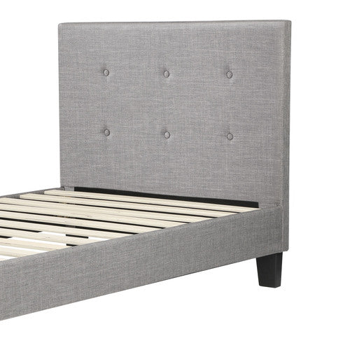 BF-B-POLO-S-GY-AB Oikiture Bed Frame Single Size Bed Platform Wooden Fabric Grey