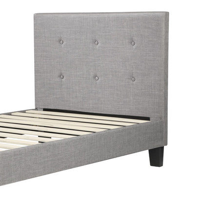 BF-B-POLO-S-GY-AB Oikiture Bed Frame Single Size Bed Platform Wooden Fabric Grey
