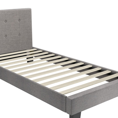 BF-B-POLO-S-GY-AB Oikiture Bed Frame Single Size Bed Platform Wooden Fabric Grey