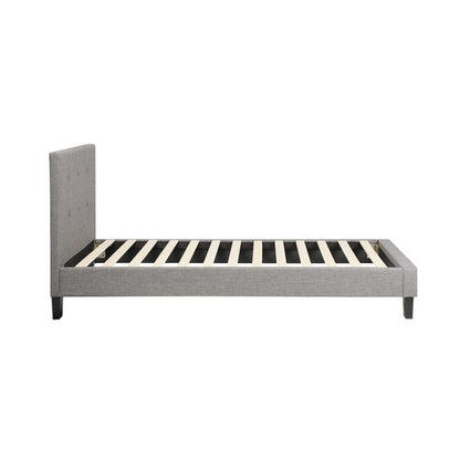 BF-B-POLO-S-GY-AB Oikiture Bed Frame Single Size Bed Platform Wooden Fabric Grey