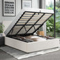 BF-B-UNO-K-WH-ABC Oikiture King Bed Frame Gas Lift Storage Base White Boucle