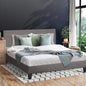 BF-B-VANK-K-GY-AB Oikiture Bed Frame King Size Wooden Slats Grey Fabric