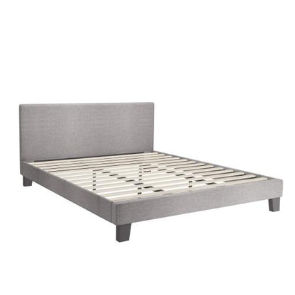 BF-B-VANK-K-GY-AB Oikiture Bed Frame King Size Wooden Slats Grey Fabric