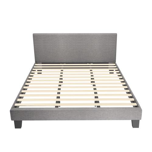 BF-B-VANK-K-GY-AB Oikiture Bed Frame King Size Wooden Slats Grey Fabric