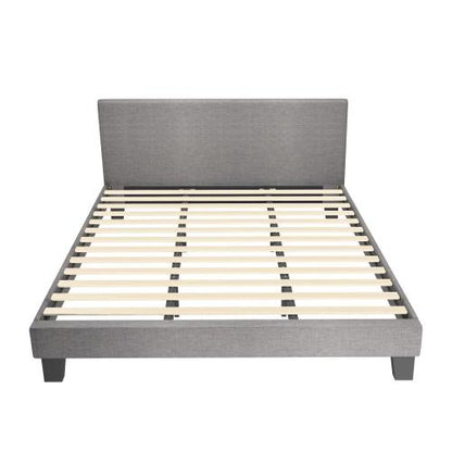 BF-B-VANK-K-GY-AB Oikiture Bed Frame King Size Wooden Slats Grey Fabric