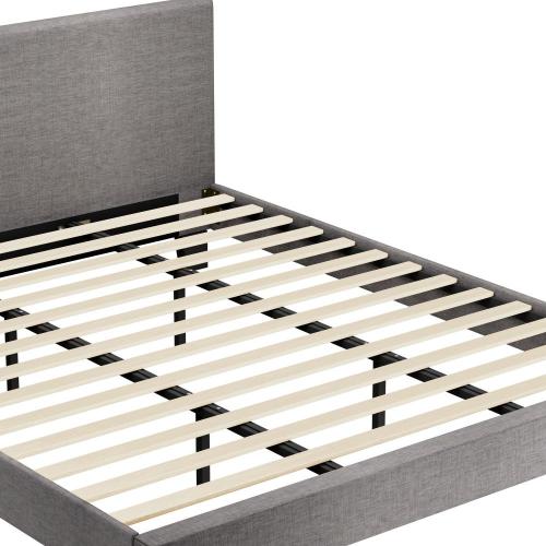 BF-B-VANK-K-GY-AB Oikiture Bed Frame King Size Wooden Slats Grey Fabric