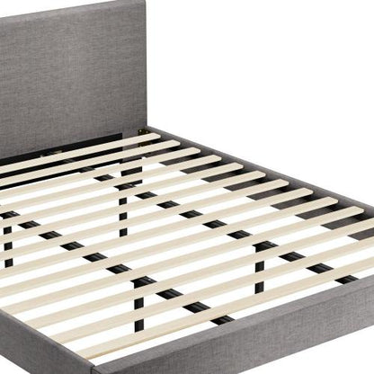BF-B-VANK-K-GY-AB Oikiture Bed Frame King Size Wooden Slats Grey Fabric