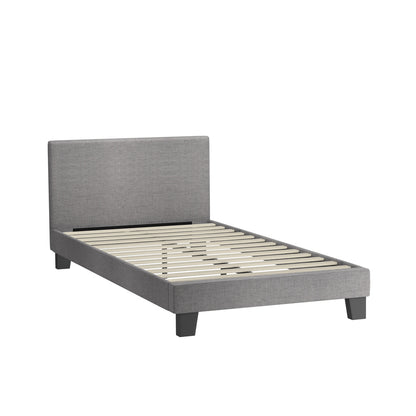 BF-B-VANK-KS-GY-AB Oikiture Bed Frame King Single Size Mattress Base Platform Wooden Slats Fabric