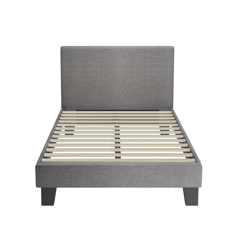 BF-B-VANK-KS-GY-AB Oikiture Bed Frame King Single Size Mattress Base Platform Wooden Slats Fabric
