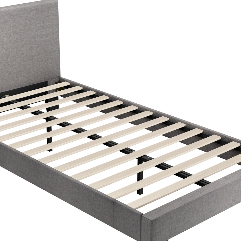 BF-B-VANK-KS-GY-AB Oikiture Bed Frame King Single Size Mattress Base Platform Wooden Slats Fabric
