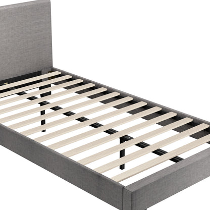 BF-B-VANK-KS-GY-AB Oikiture Bed Frame King Single Size Mattress Base Platform Wooden Slats Fabric