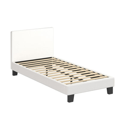 BF-B-VANK-KS-SP-WH-AB King Single Bed Frame King Single Size Mattress Base Boucle Fabric Platform Wooden