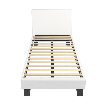 BF-B-VANK-KS-SP-WH-AB King Single Bed Frame King Single Size Mattress Base Boucle Fabric Platform Wooden