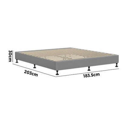 BF-B-ZICO-K-GY-AB Oikiture Bed Frame King Size Fabric Grey