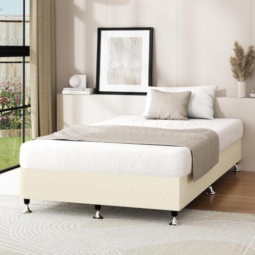 BF-B-ZICO-S-BG-AB Oikiture Bed Frame Single Size Fabric Beige
