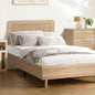 BF-LUNA-KS-WD-AB Oikiture Wooden Bed Frame King Single Rattan Headboard
