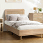 BF-LUNA-S-WD-AB Oikiture Wooden Bed Frame Single Size Rattan Headboard