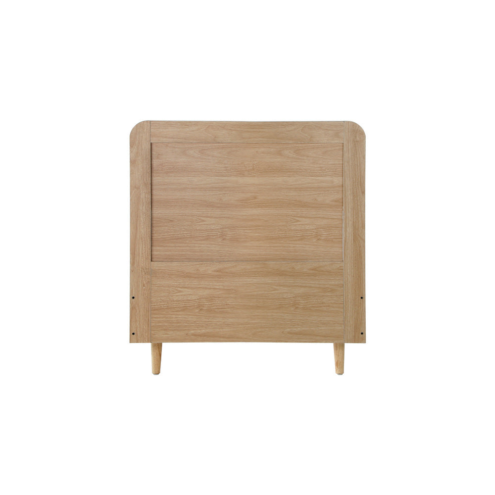 BF-LUNA-S-WD-AB Oikiture Wooden Bed Frame Single Size Rattan Headboard