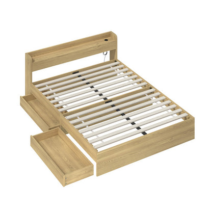 BF-MEXI-Q-WD-ABC Queen Natural Cassandra Bed with USB Port & Drawers