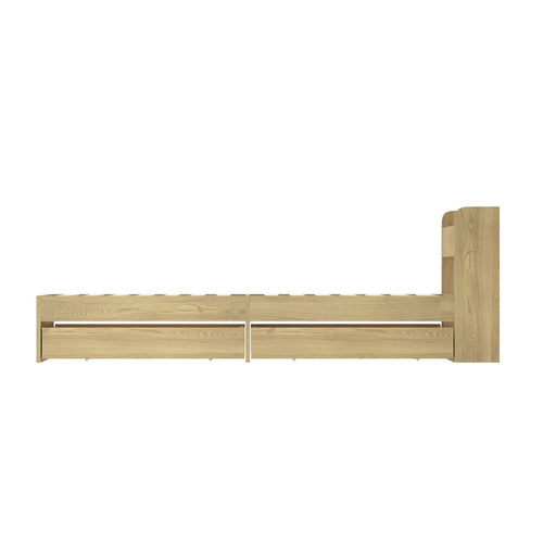 BF-MEXI-S-WD-ABC Oikiture Single Bed Frame with Charging Ports & 2 Drawers Natural