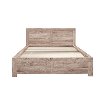 BF-NEO-Q-WD-ABC Oikiture Wooden Bed Frame Queen Size Contemporary Light Oak