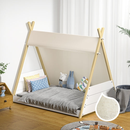 BF-W-A12-TEEPE-WHWD Oikiture Kids Bed Frame Single Size Bed Wooden