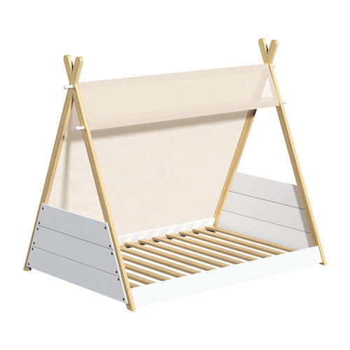 BF-W-A12-TEEPE-WHWD Oikiture Kids Bed Frame Single Size Bed Wooden