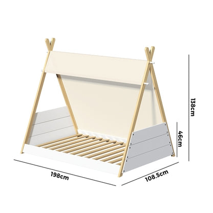 BF-W-A12-TEEPE-WHWD Oikiture Kids Bed Frame Single Size Bed Wooden