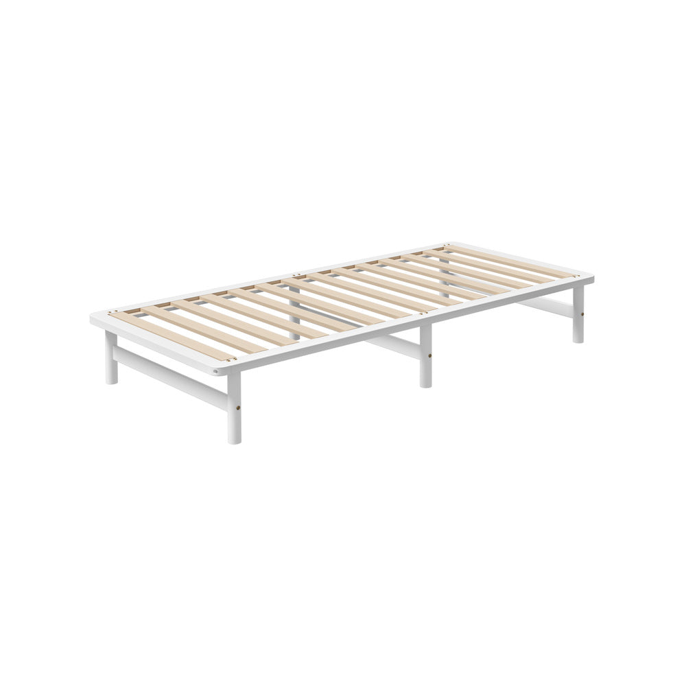 BF-W-A55-PFM-KS-WH Oikiture Wooden Bed Frame Base Platform Pine Timber King Single Size Beds White