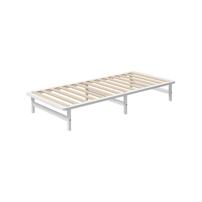 BF-W-A55-PFM-KS-WH Oikiture Wooden Bed Frame Base Platform Pine Timber King Single Size Beds White
