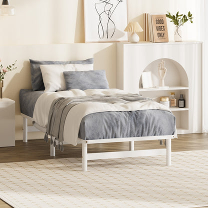 BF-W-A55-PFM-S-WH Ellisha Pine Wood Bed Base Single White