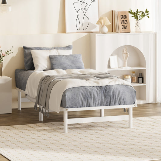 BF-W-A55-PFM-S-WH Ellisha Pine Wood Bed Base Single White
