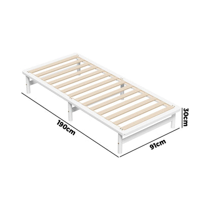 BF-W-A55-PFM-S-WH Ellisha Pine Wood Bed Base Single White