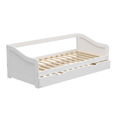 BF-W-A7-T1-WH-AB Oikiture Trundle Bed Frame Daybed Single Size Wooden