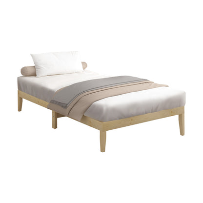 BF-W-A8-BB-S-WD Oikiture Bed Frame Single Size Wooden SOFIE Pine Timber Mattress Base Bedroom