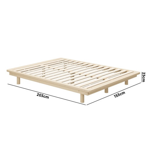 BF-W-B-FLOAT-WD-Q-AB Oikiture Bed Frame Queen Size Wooden Bed Base Timber Floating Beds
