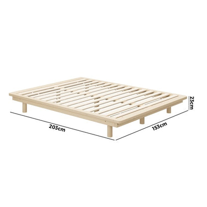 BF-W-B-FLOAT-WD-Q-AB Oikiture Bed Frame Queen Size Wooden Bed Base Timber Floating Beds